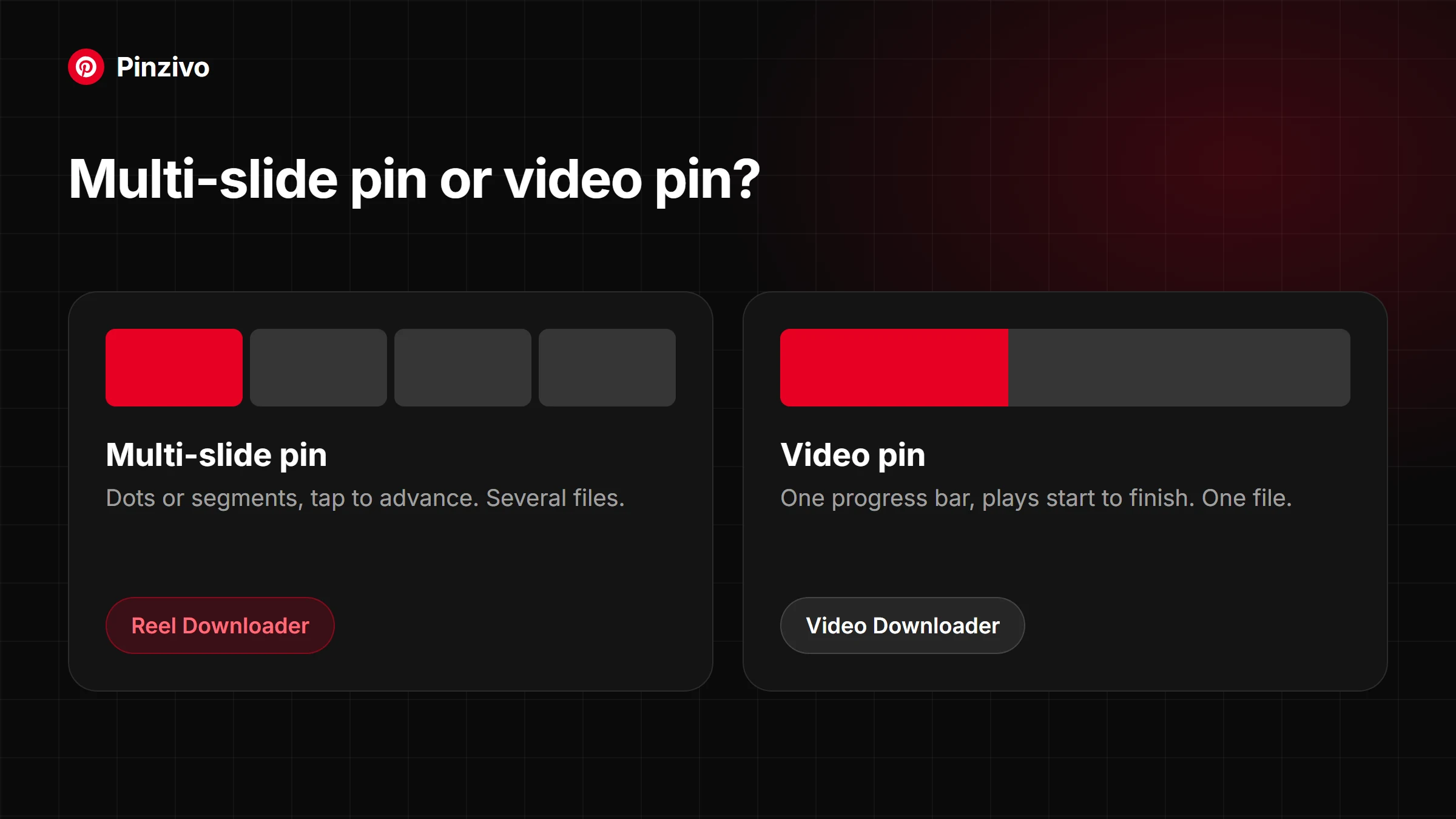 A Pinterest multi-slide pin compared with a normal video pin