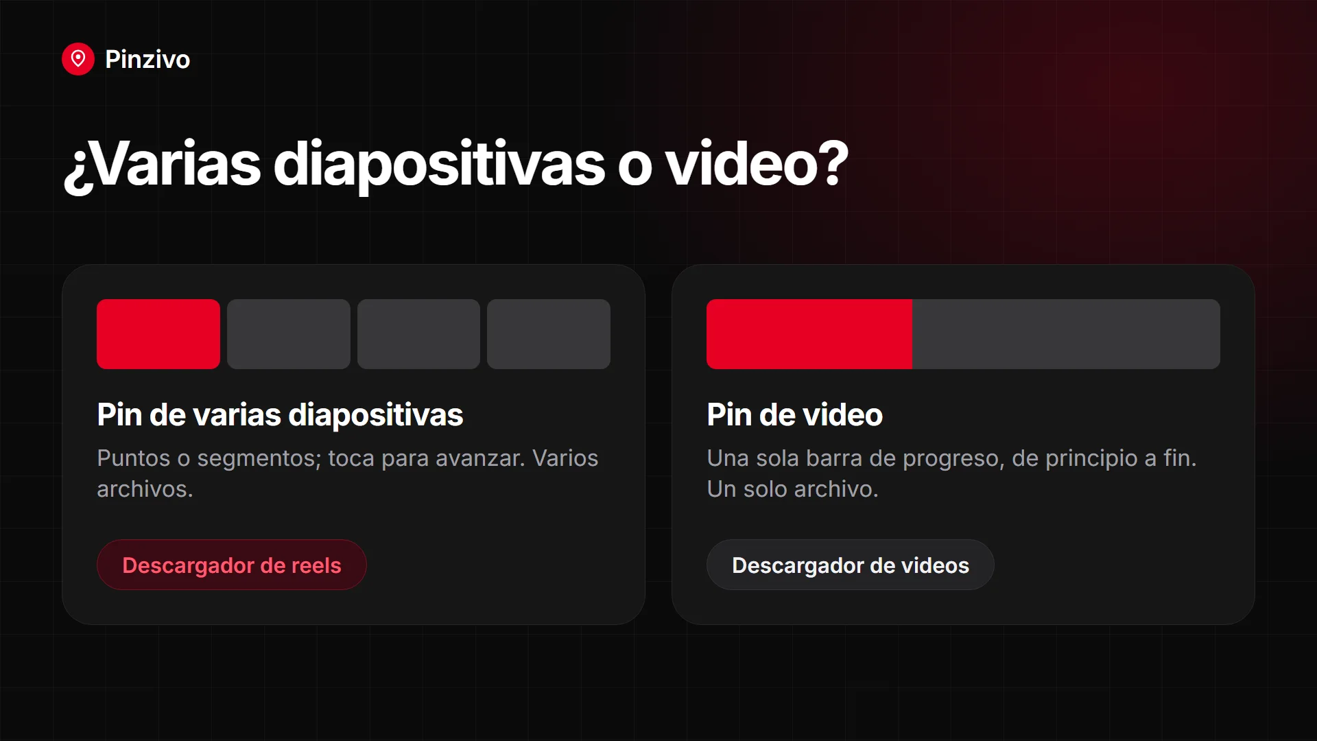 Pin de varias diapositivas o pin de video Pin de varias diapositivas de Pinterest frente a un pin de video normal