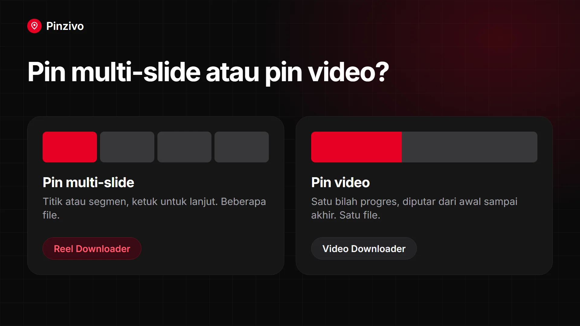 Pin multi-slide atau pin video Pin multi-slide Pinterest dibandingkan dengan pin video biasa: beberapa file atau satu file